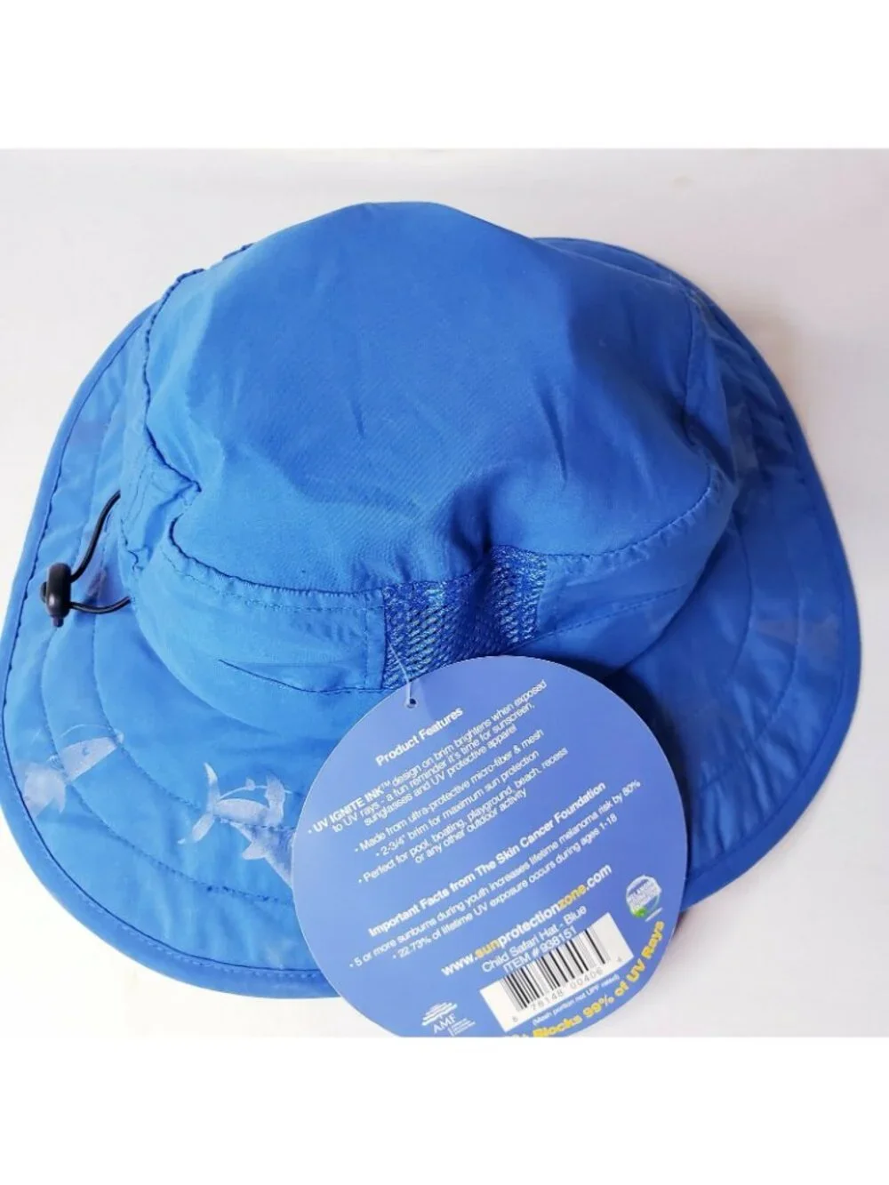 Sun Protection Kids Boys Shark Print Safari Sun Hat Blue Ages 3-10 Adjustable